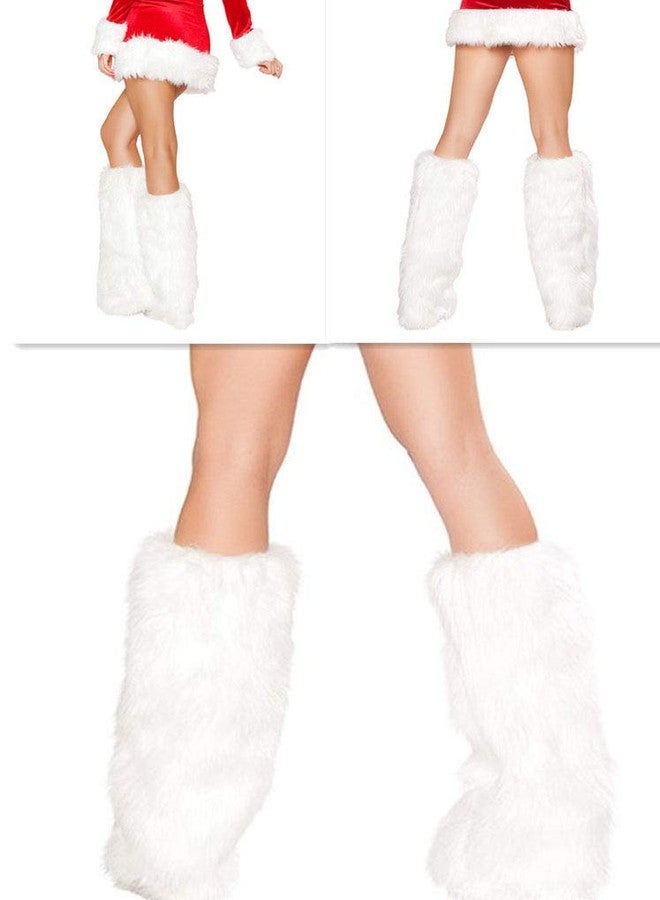 xperry Womens Faux Fur Fuzzy Leg Warmers Warm Fuzzy White Boot Sleeves Boot Covers Cuff Fluffy Rave Music Festival - Image 5